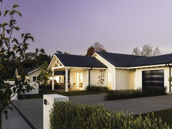 Greytown Orchards Retirement Village exterior shot at night